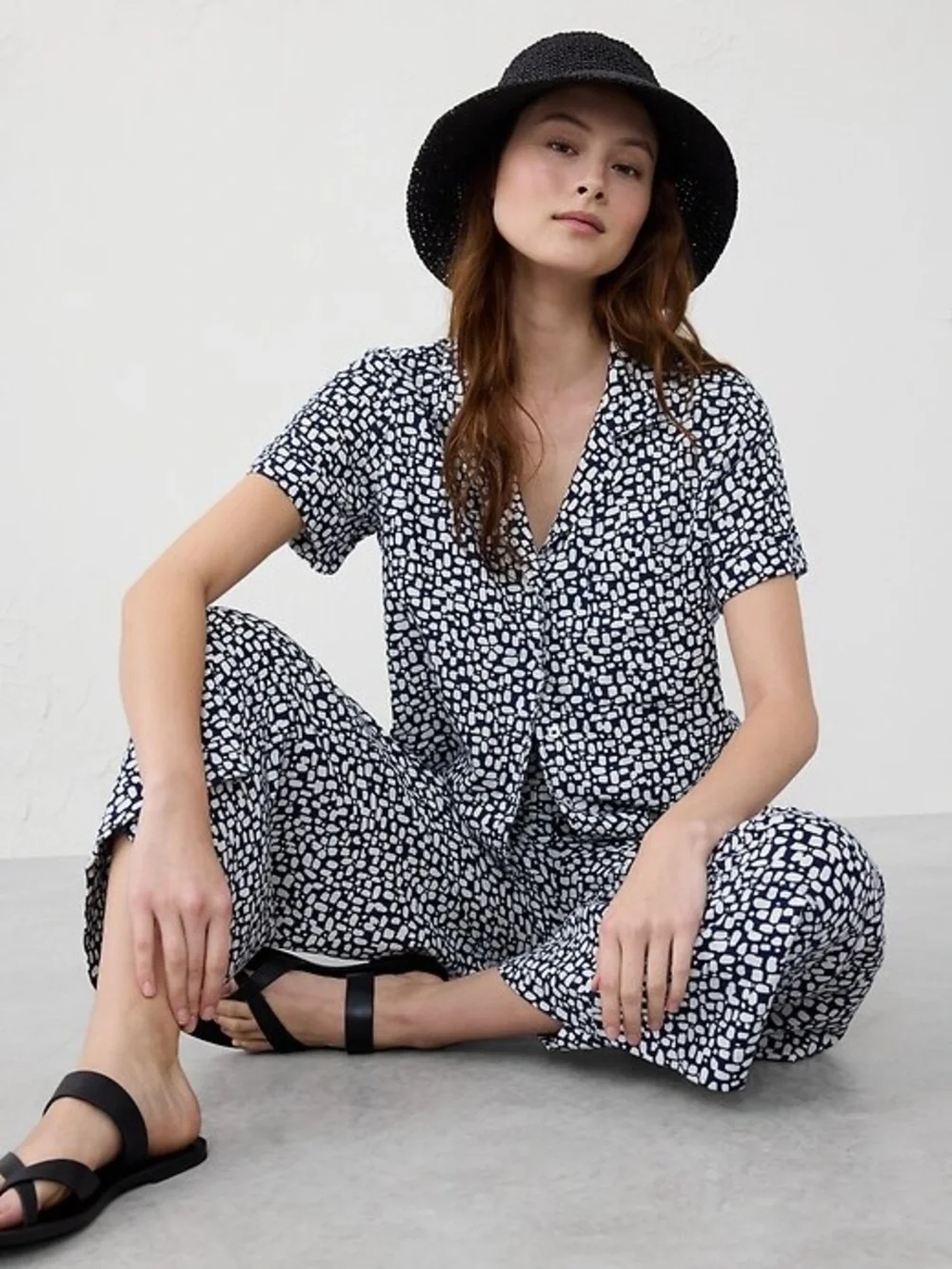 Banana Republic Linen Button Up Anyday Wide Leg Crop Matching Set